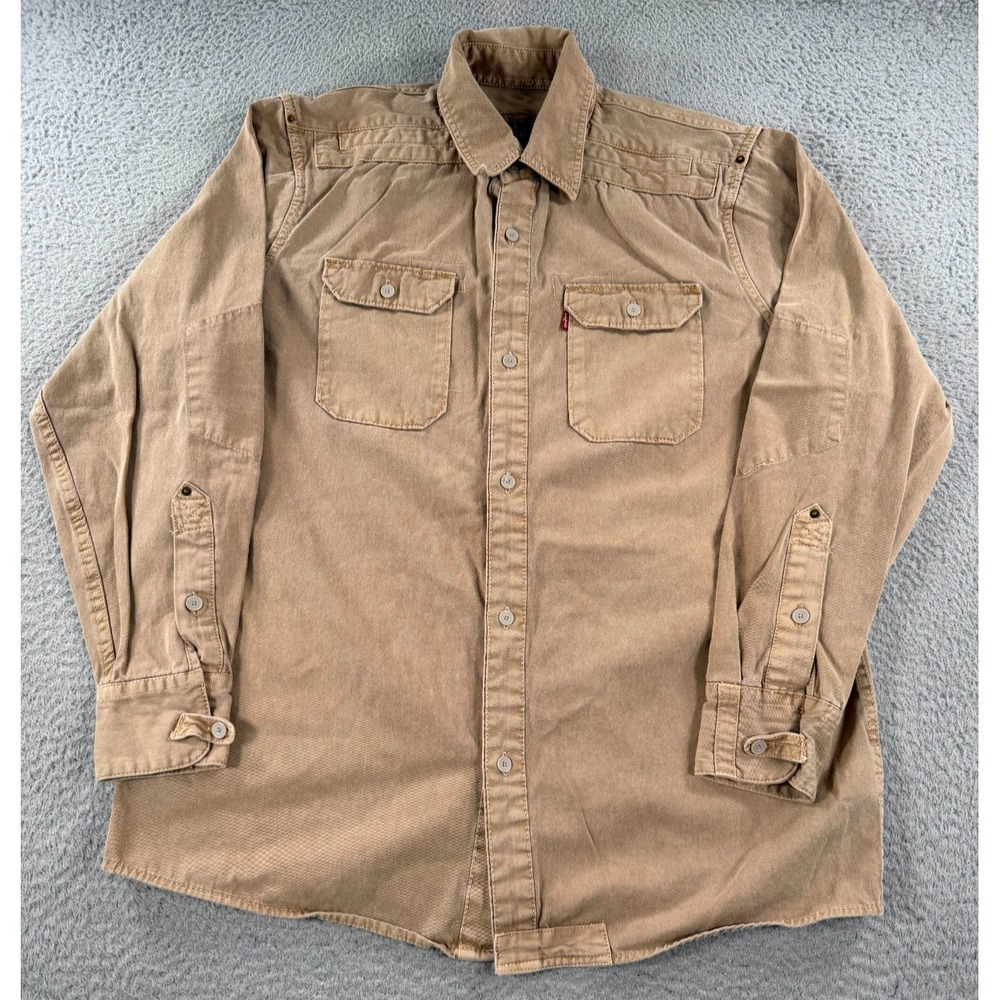 Levi's Two Horse‎ Brand Shirt Men's Medium Brown Reinforced Elbows Utility Chore